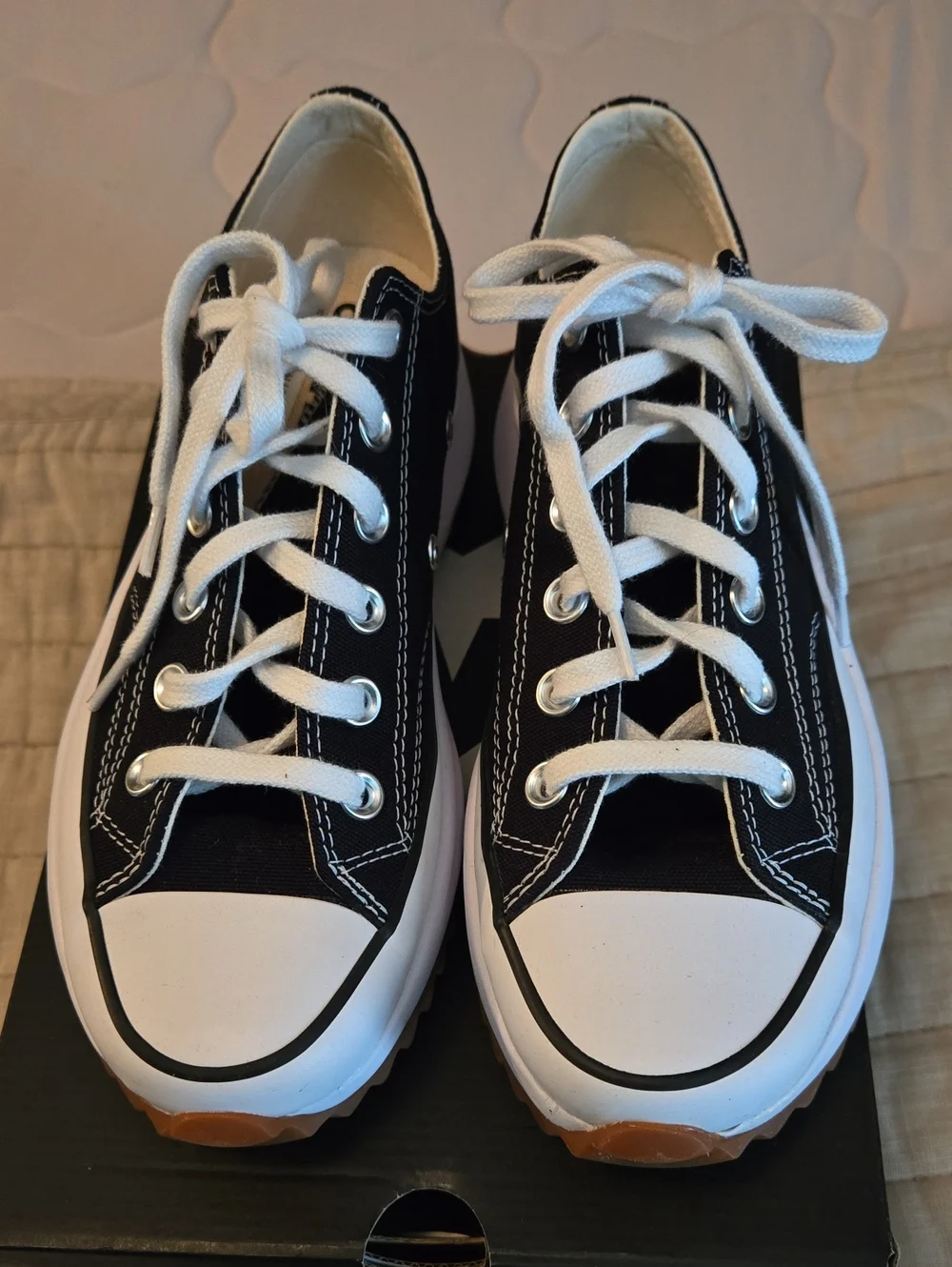 Converse Run Star Black Canvas Platform Sneakers